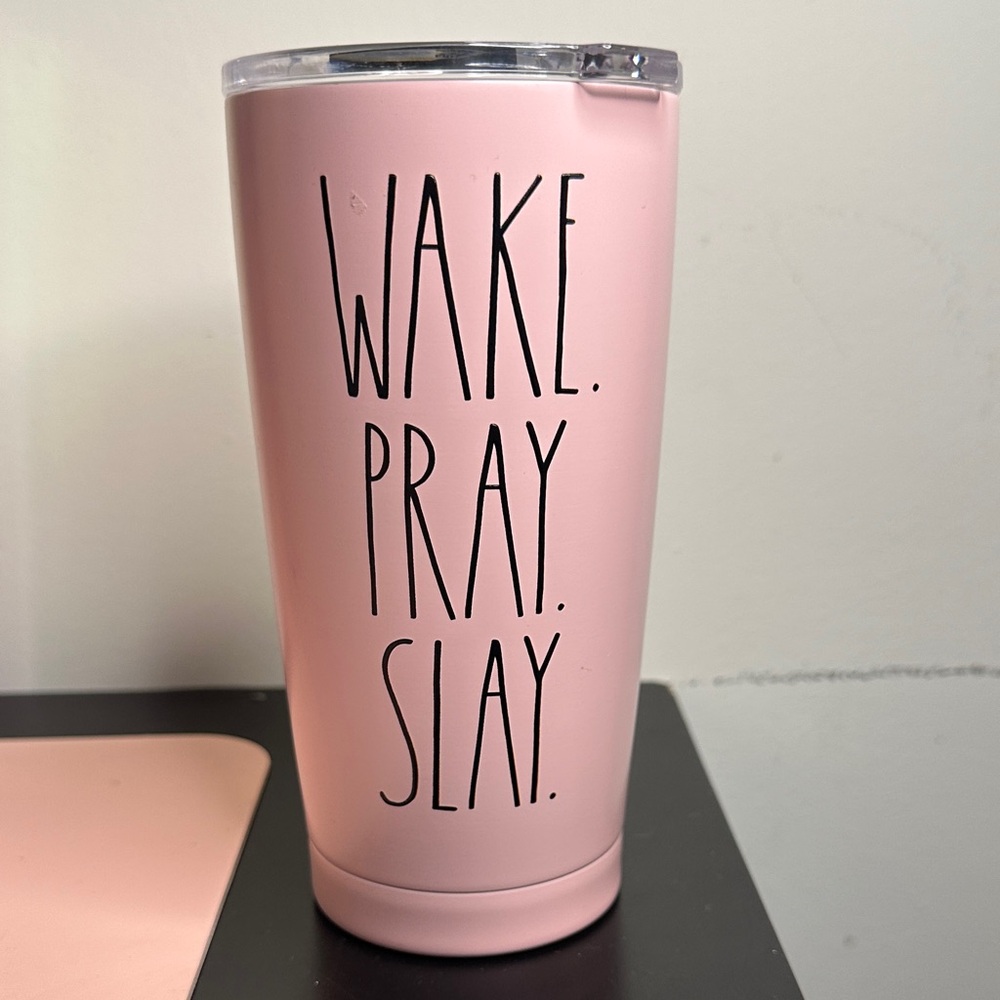 Rae Dunn Blush Tumbler - Wake Pray Slay